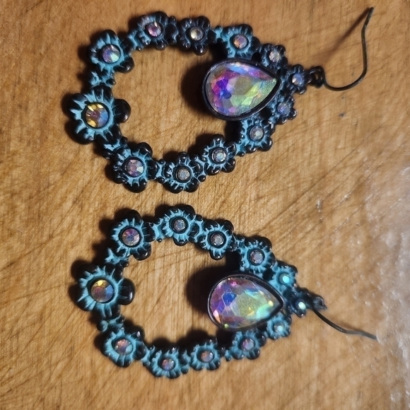 Antique Turquoise Rubbed Earrings - Picture 1 of 1